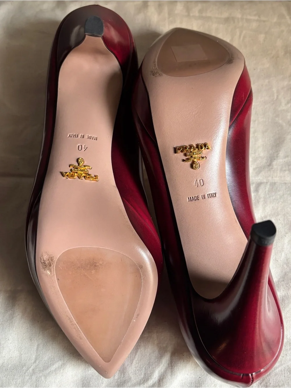 Prada Platform Pumps FW2005 Runway US 9.5-10 / IT40 Oxblood Spazzolato Fumé